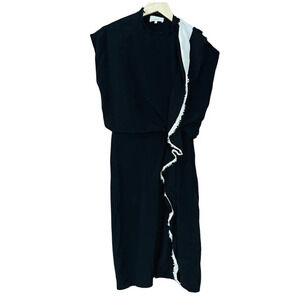 3.1 Phillip Lim Dress Blouson 100% Silk Ruffle Knee Length Black Size 4
